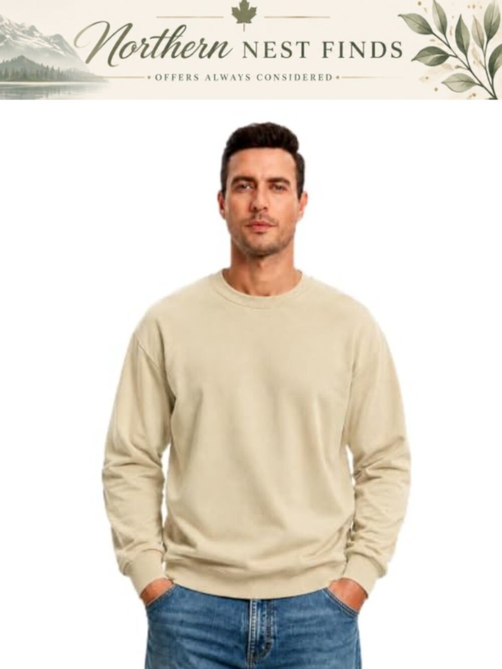 Men's Soft Polyester Spandex Crewneck Pullover Sweatshirt Long Sleeve Casual
